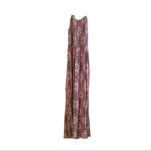 Halter maxi dress with boho flower print.